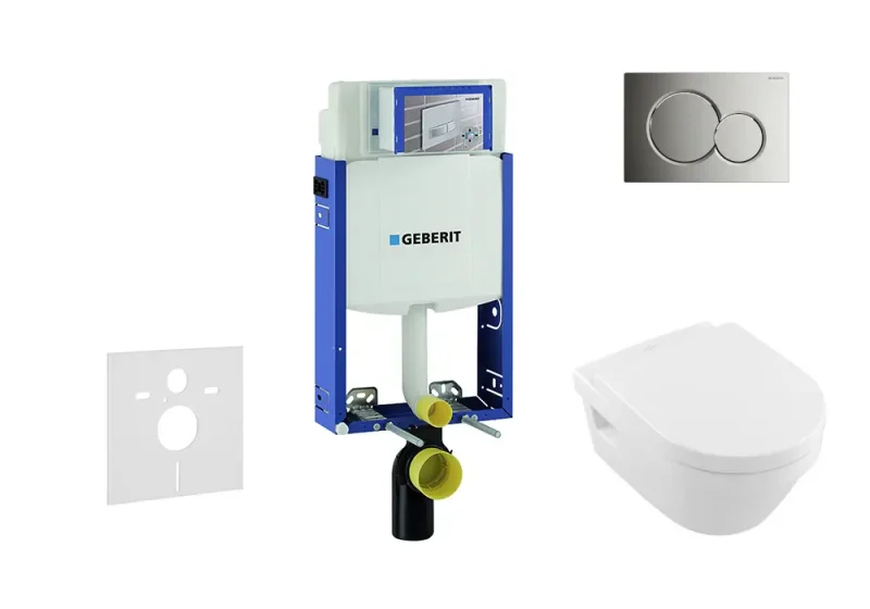 Geberit Kombifix - uzstādīšanas elements pie sienas stiprināmam WC ar vadības plati SIGMA30, matēts hroms/hroms + Ideal Standard Tesi - WC un WC sēdeklis, DirectFlush, SoftClose, CeramicPlus 110.302.00.5 NB2