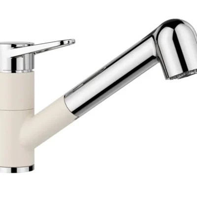 Blanco Wega S - virtuves izlietnes maisītājs ar izvelkamu dušu, softwhite/hroms 526982