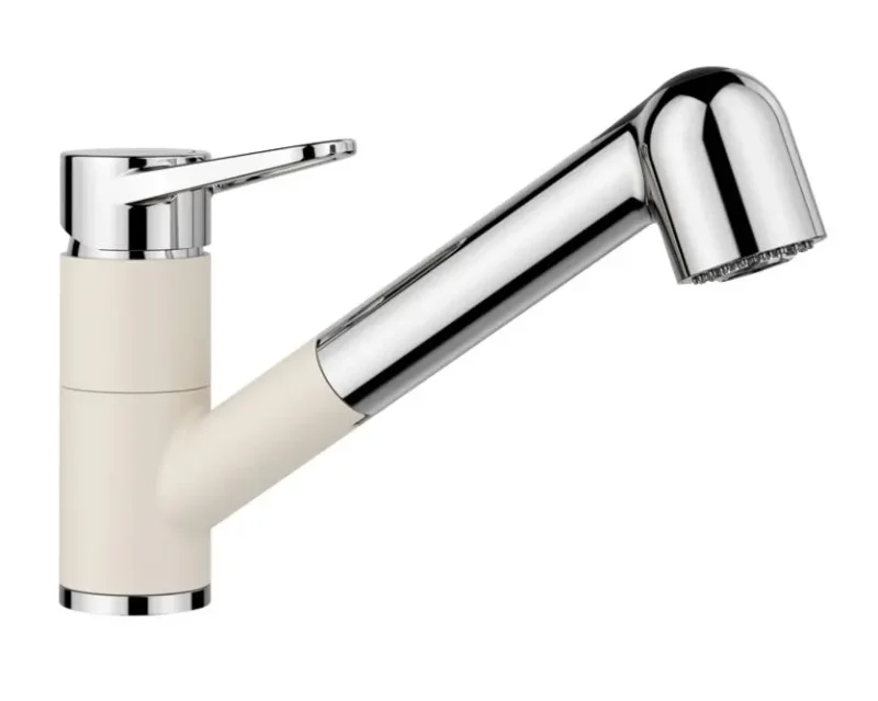 Blanco Wega S - virtuves izlietnes maisītājs ar izvelkamu dušu, softwhite/hroms 526982