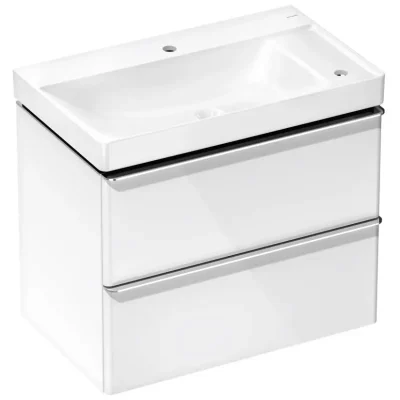 Hansgrohe Xelu Q - izlietne ar zemizlietnes skapi, 63x78x50 cm, 2 atvilktnes, balts spīdīgs/hroms 54380000