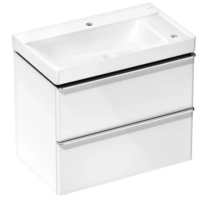 Hansgrohe Xelu Q - izlietne ar zemizlietnes skapi, 63x78x50 cm, 2 atvilktnes, balts spīdīgs/hroms 54380000