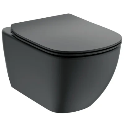 Ideal Standard Tesi - piekaramais WC ar sēdekli softclose, Aquablade, melns T3546V3