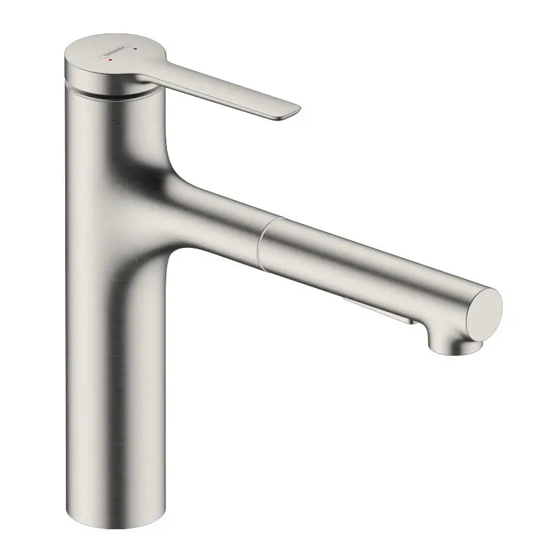 Hansgrohe Zesis M33 - virtuves izlietnes maisītājs ar izvelkamu rokas dušu, nerūsējošā tērauda izskats 74822800
