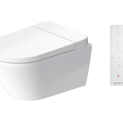 Duravit SensoWash D-Neo - elektronisks dušas WC ar keramiku, piekarams, HygieneGlaze, Rimless, SoftClose, balts 654000012004300