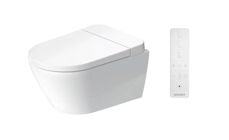 Duravit SensoWash D-Neo - elektronisks dušas WC ar keramiku, piekarams, HygieneGlaze, Rimless, SoftClose, balts 654000012004300