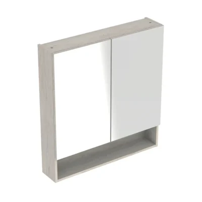 Geberit Selnova Square - spoguļskapis 85x59x18 cm, 2 durvis, Nuss Hickory 501.267.00.1