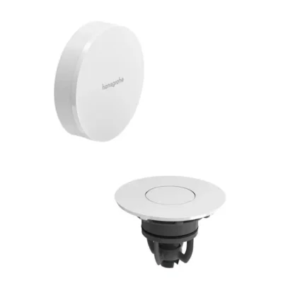 Hansgrohe Flexaplus - gatavais komplekts noteces un pārplūdes komplektam, Push-Open, balta matēta/balta spīdīga 58187700
