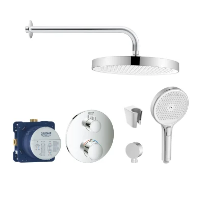 Grohe/Kielle - dušas komplekts ar termostatu un zemapmetuma montāžas korpusu, hroms SANI21GKK005