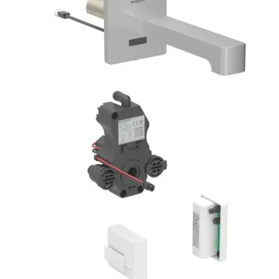 Geberit Brenta - elektronisks izlietnes maisītājs zemapmetuma, ģeneratora darbība, easy to clean, matēts nerūsējošais tērauds 116.296.SN.1