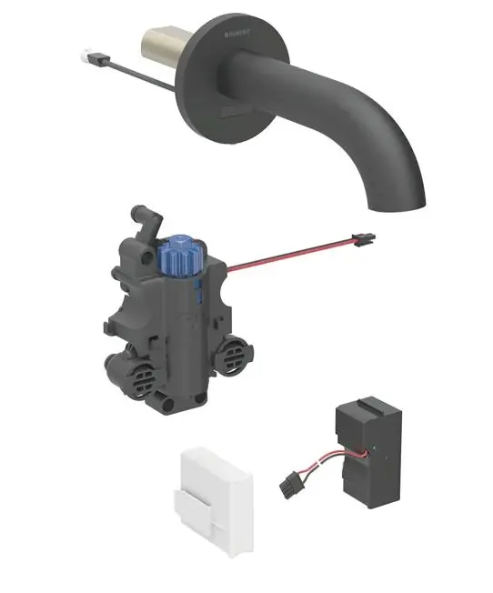 Geberit Piave - elektronisks termostata izlietnes maisītājs zemapmetuma, tīkla barošana, easy to clean, matēti melns 116.267.14.1