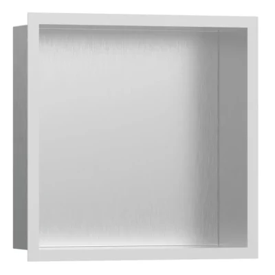 Hansgrohe XtraStoris Individual - sienas niša ar dizaina rāmi, 30x30x10 cm, matēts nerūsējošais tērauds/matēti balts 56097700