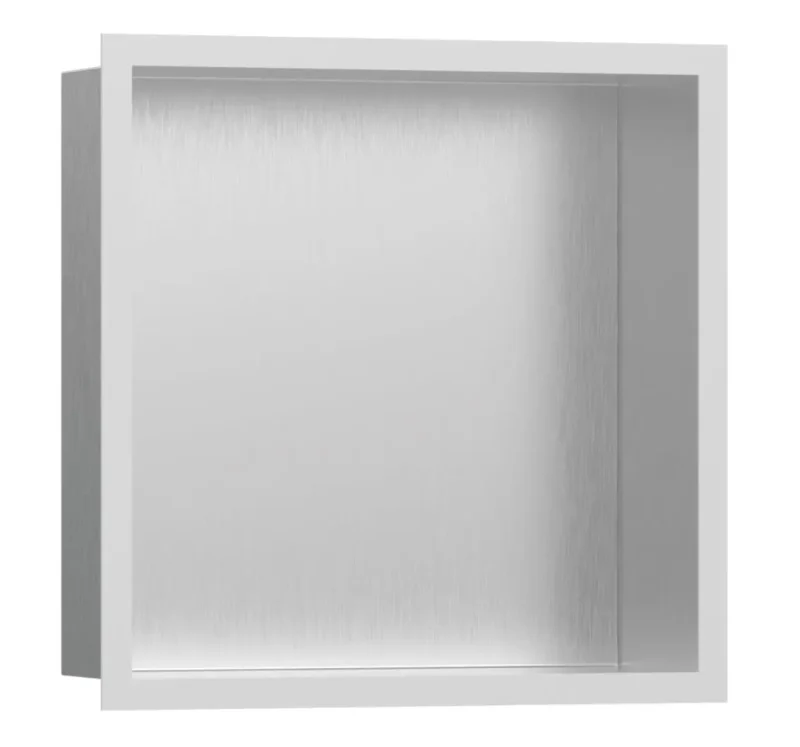 Hansgrohe XtraStoris Individual - sienas niša ar dizaina rāmi, 30x30x10 cm, matēts nerūsējošais tērauds/matēti balts 56097700