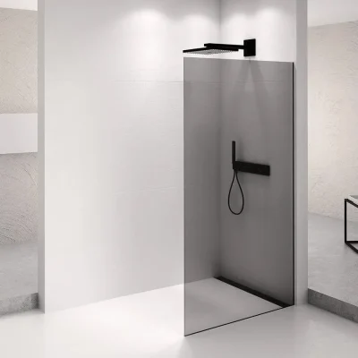 Polysan Architex - Walk-In dušas siena, 106x210 cm, matēti melns/dūmakains stikls AXB110SC