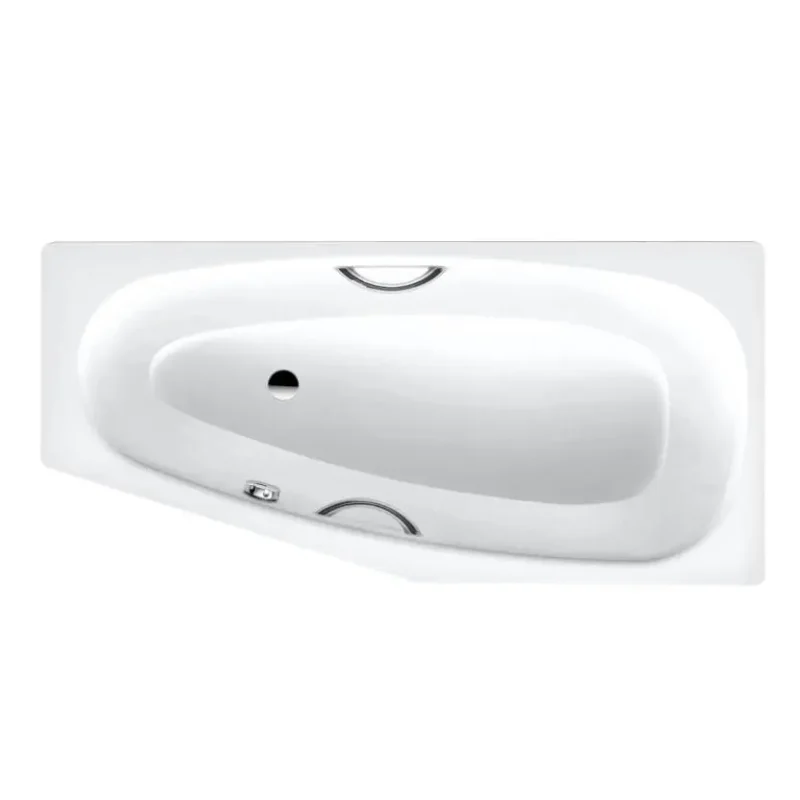 Kaldewei Advantage - Asimetriska vanna Mini Star kreisā 833, 157x75/50 cm, ar rokturu caurumiem, balta 224900010001