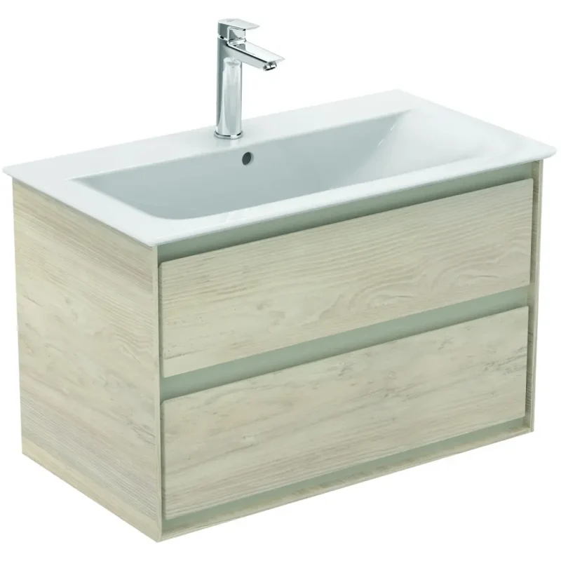 Ideal Standard Connect Air - izlietnes skapītis 80x44x52 cm, 2 izvelkamās atvilktnes, gaiša koka dekorējums/gaiši brūns matēts E0819UK