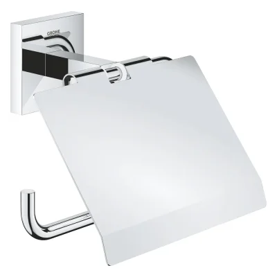 Grohe QuickFix Start Cube - tualetes papīra turētājs ar vāku, hromēts 41102000