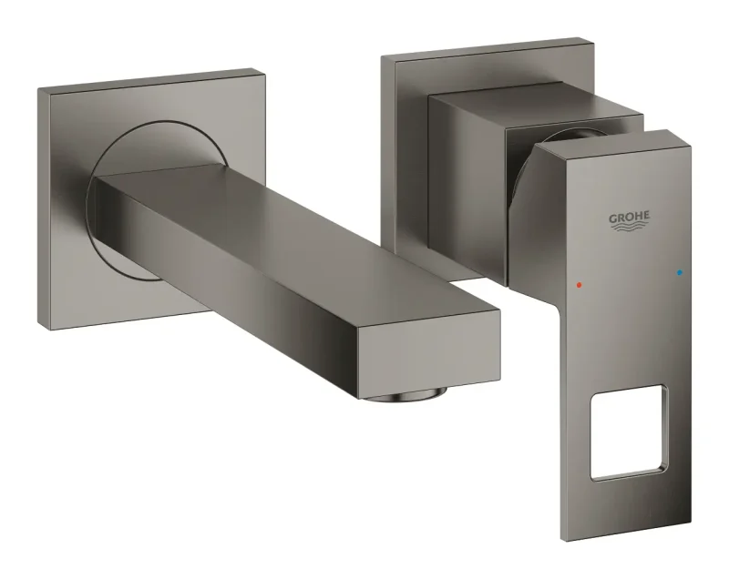 Grohe Eurocube - zemapmetuma izlietnes maisītājs, 2 caurumu montāža, Hard Graphite birstēts 19895AL0