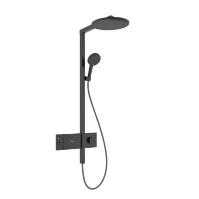 Hansgrohe Raindance Alive S - dušas komplekts ar termostatu, diametrs 30 cm, 3 strūklas veidi, hroms melns birstēts 24582340