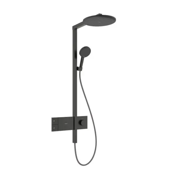 Hansgrohe Raindance Alive S - dušas komplekts ar termostatu, diametrs 30 cm, 3 strūklas veidi, hroms melns birstēts 24582340