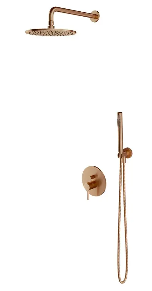 OMNIRES Y - dušas komplekts ar zemapmetuma maisītāju, ar iebūvējamo daļu, diametrs 25 cm, matēts varš SYSY35CPB
