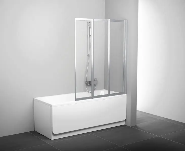 Ravak Supernova - Trīsdaļīgs vannas aizsargs VS3 115, 115x140 cm, satinēts/caurspīdīgs stikls 795S0U00Z1