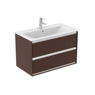 Ideal Standard Connect Air - izlietnes skapītis 80x44x52 cm, 2 atvilktnes, brūns matēts/balts matēts E0819VY