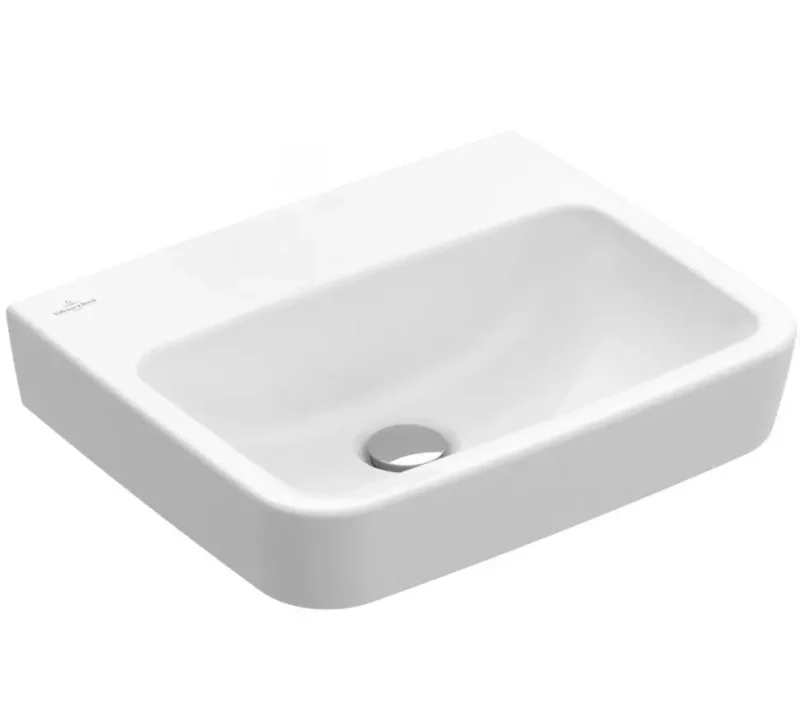 Villeroy & Boch O.novo - uzliekamā rokas izlietne, 45x37 cm, bez pārplūdes, bez jaucējkrāna cauruma, Alpu balts 43444F01