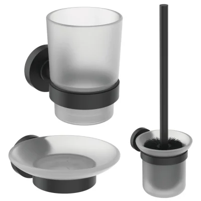 Ideal Standard IOM - vannas istabas aksesuāru komplekts, matēts stikls/melns A9245XG