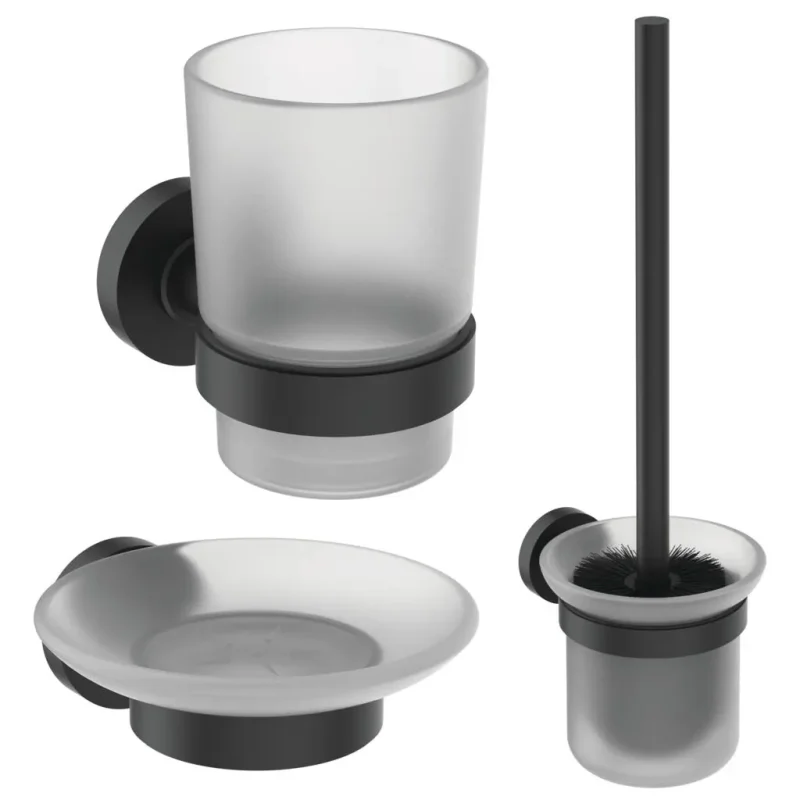 Ideal Standard IOM - vannas istabas aksesuāru komplekts, matēts stikls/melns A9245XG
