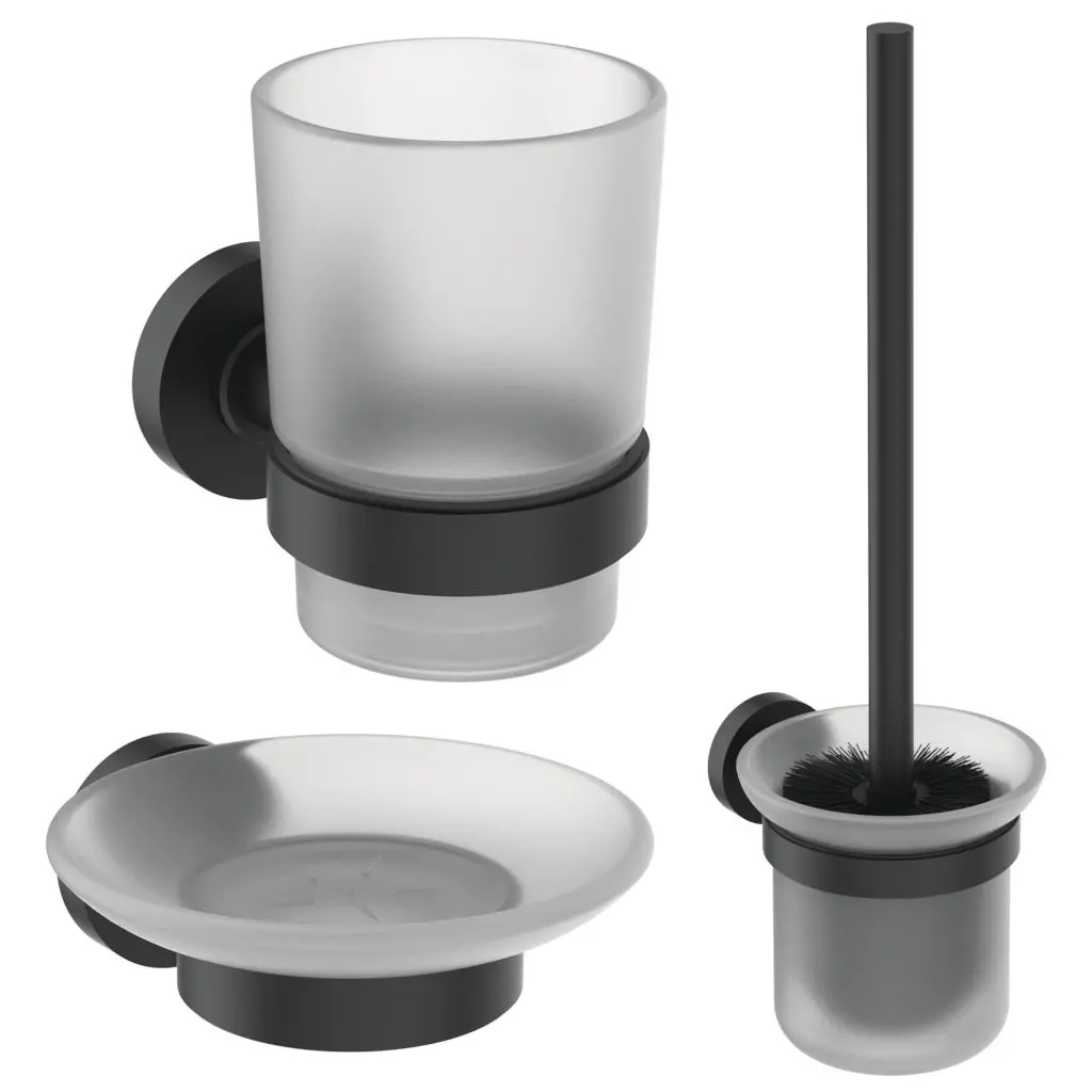 Ideal Standard IOM - vannas istabas aksesuāru komplekts, matēts stikls/melns A9245XG
