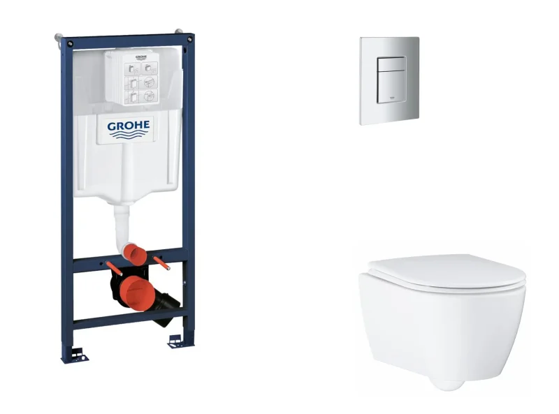 Grohe Rapid SL - komplekts zemapmetuma elements, WC ar SoftClose sēdekli un Skate Cosmopolitan vadības plati, matēts hroms SANI11BB2123