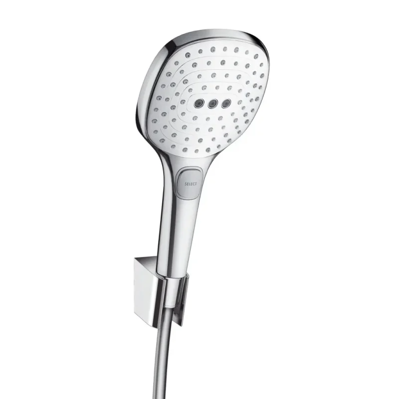 Hansgrohe Raindance Select E - dušas galva 120, ar piederumiem, 3 strūklas, balta / hromēta 26720400