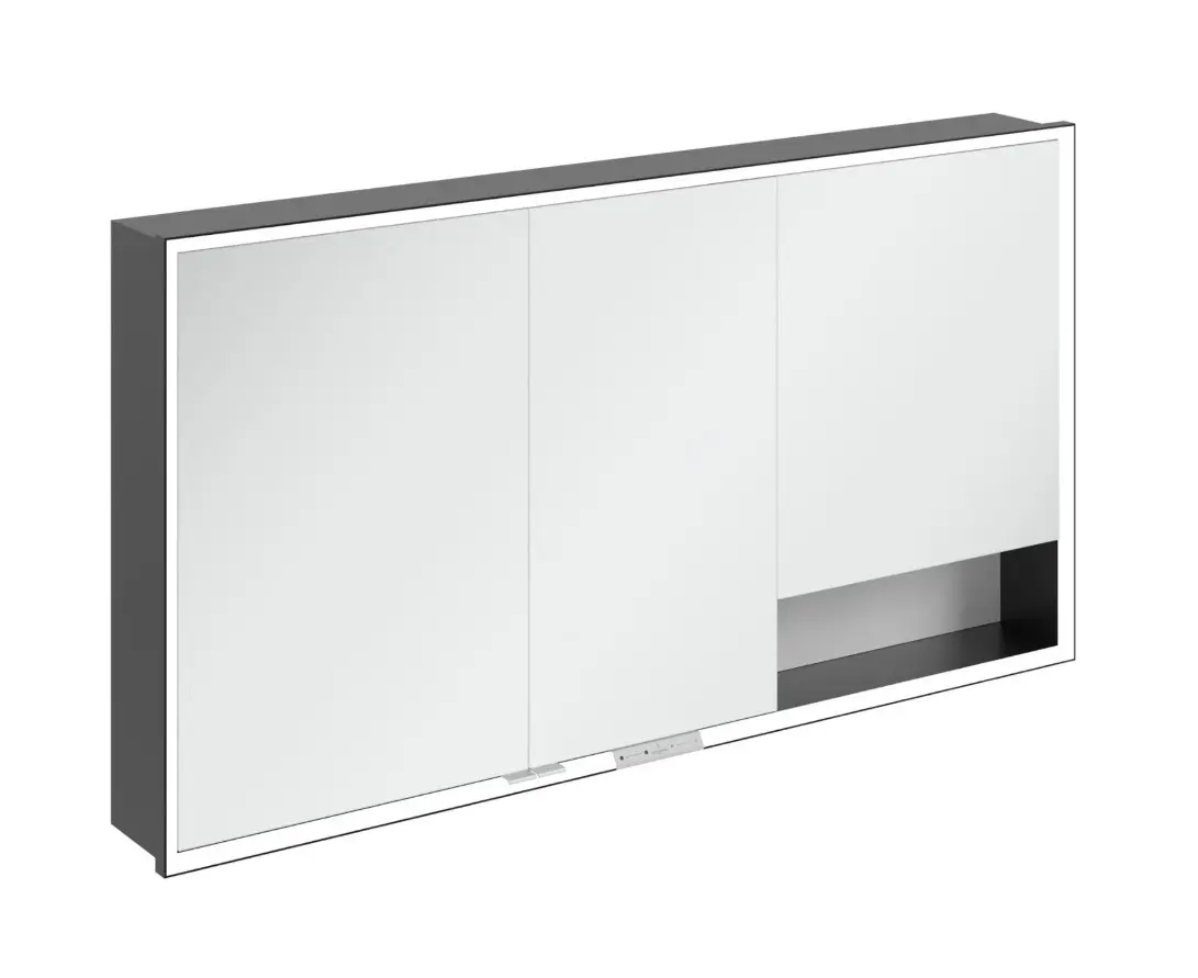 Villeroy & Boch My View+ - spoguļskapītis ar LED apgaismojumu 140x75x17 cm, 3 durvis, Pure White/Mattmelns B48214VF