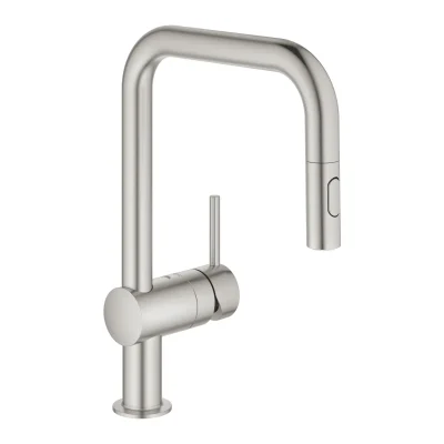 Grohe Minta - virtuves izlietnes maisītājs ar izvelkamu trauku dušu, SuperSteel 32322DC2
