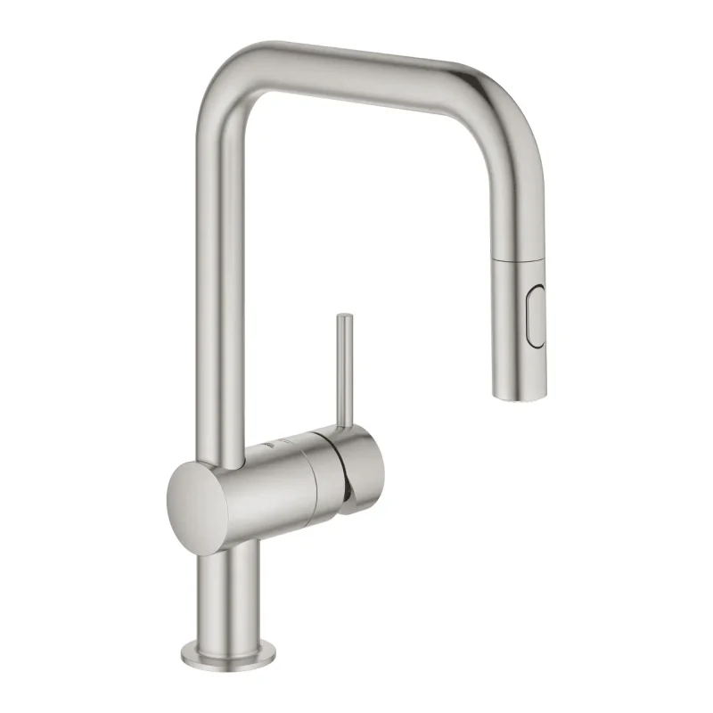 Grohe Minta - virtuves izlietnes maisītājs ar izvelkamu trauku dušu, SuperSteel 32322DC2