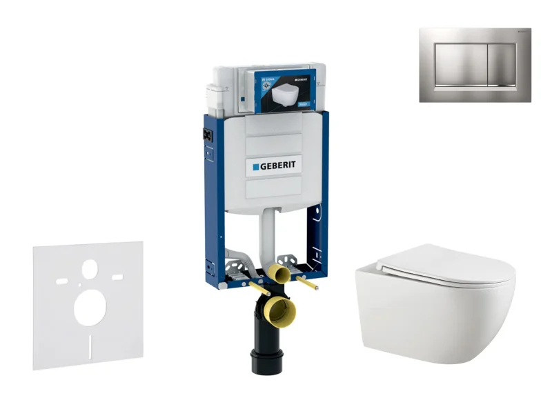 Geberit Kombifix - komplekts priekšsienas elements, Gaia WC ar Softclose sēdekli un Sigma20 vadības plāksni, hroms matēts/hroms SANI15CA1124