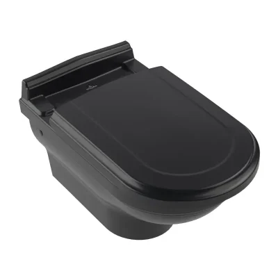 Villeroy & Boch Hommage - piekaramais WC, CeramicPlus, Pure Black 6661B0R7