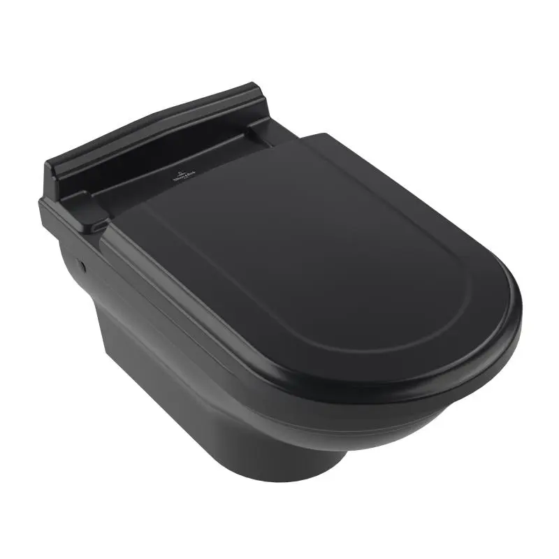 Villeroy & Boch Hommage - piekaramais WC, CeramicPlus, Pure Black 6661B0R7