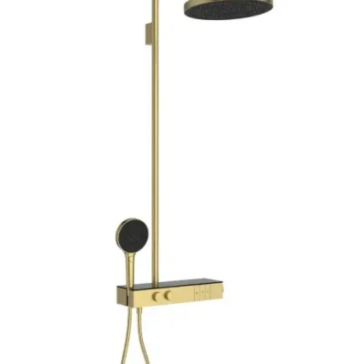 Ideal Standard Ceratherm Solos - dušas komplekts ar termostatu, diametrs 30 cm, 3 strūklas, matēts zelts A7882A2