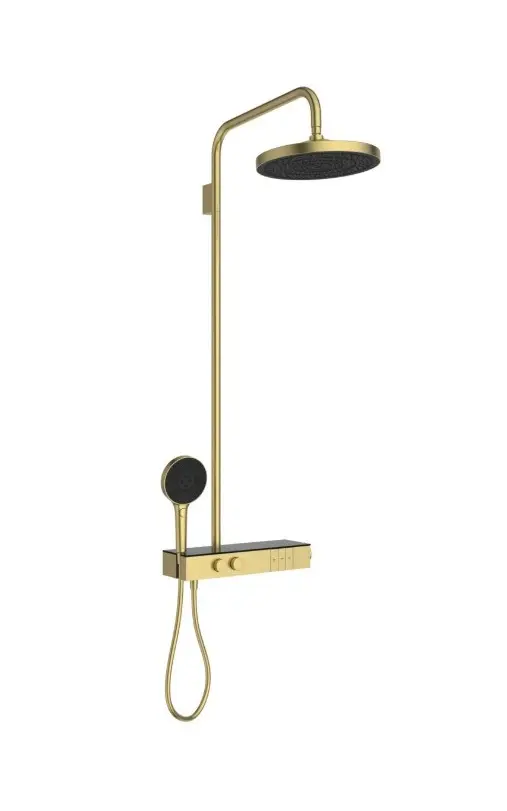 Ideal Standard Ceratherm Solos - dušas komplekts ar termostatu, diametrs 30 cm, 3 strūklas, matēts zelts A7882A2