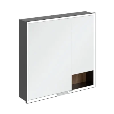 Villeroy & Boch My View+ - spoguļskapis ar LED apgaismojumu 80x75x17 cm, 2 durvis, Kansas ozols/melns matēts B48280RH