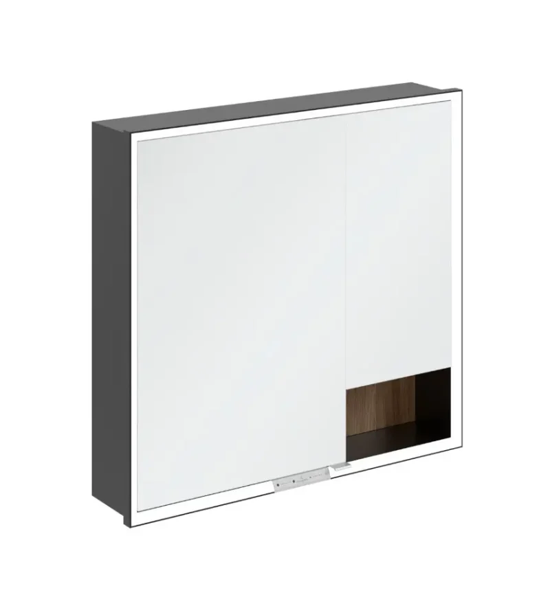 Villeroy & Boch My View+ - spoguļskapis ar LED apgaismojumu 80x75x17 cm, 2 durvis, Kansas ozols/melns matēts B48280RH