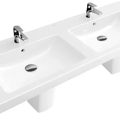 Villeroy & Boch Subway 2.0 - dubultā izlietne 130x47 cm, ar pārplūdi, jaucējkrāna caurumiem, balta 7175D001