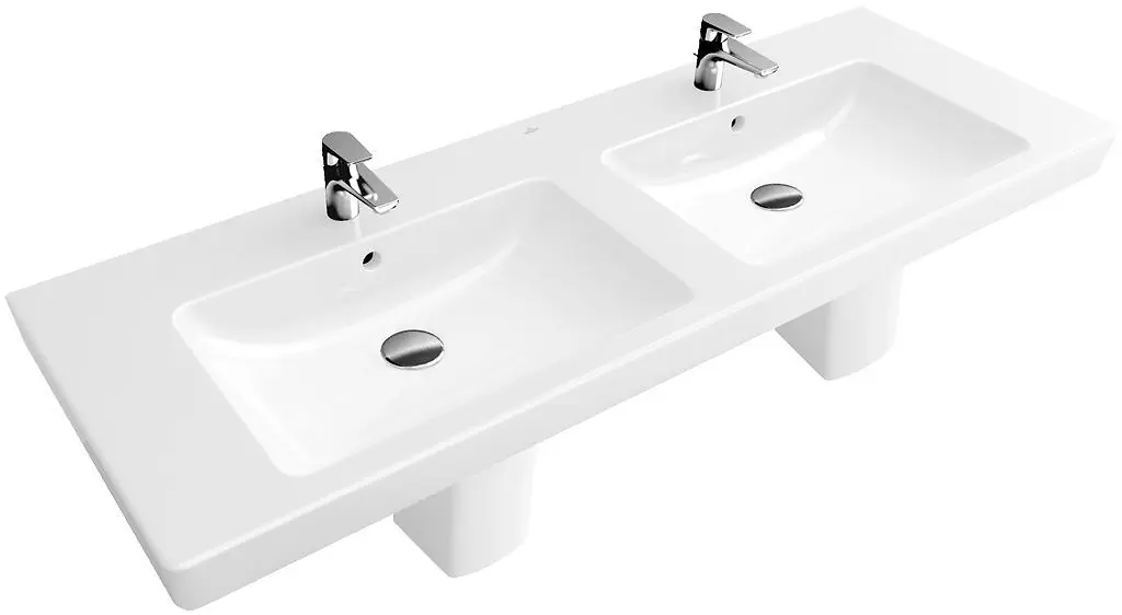 Villeroy & Boch Subway 2.0 - dubultā izlietne 130x47 cm, ar pārplūdi, jaucējkrāna caurumiem, balta 7175D001