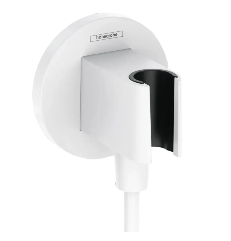 Hansgrohe Fixfit - sienas pieslēguma līkums ar dušas turētāju, balts matēts 26888700