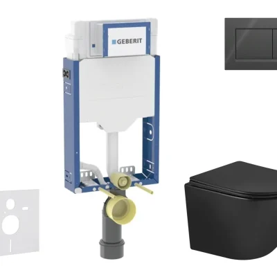 Geberit Kombifix - komplekts priekšsienas elements, WC Oudee ar Softclose sēdekli un Sigma20 vadības plati, spīdīgi melns/matēti melns SANI15CA5506