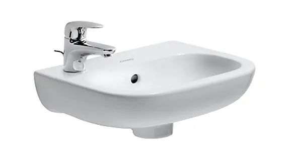 Duravit D-Code - rokas izlietne 36x27 cm, ar 1 jaucējkrāna caurumu kreisajā pusē, Alpu balts 07053600092
