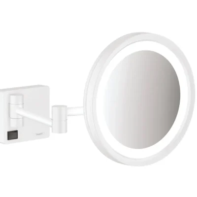 Hansgrohe AddStoris - sienas kosmētikas spogulis ar LED lampu, balts matēts 41790700