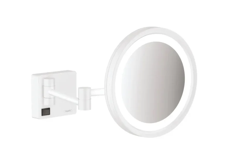 Hansgrohe AddStoris - sienas kosmētikas spogulis ar LED lampu, balts matēts 41790700