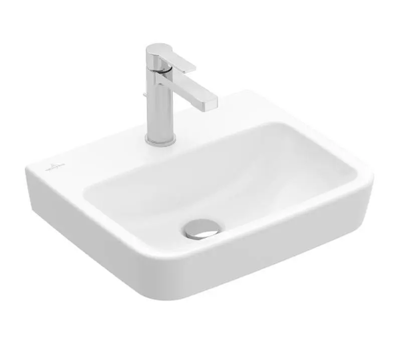 Villeroy & Boch O.novo - rokas izlietne 45x37 cm, bez pārplūdes, ar jaucējkrāna atveri, Alpu balts 43444601